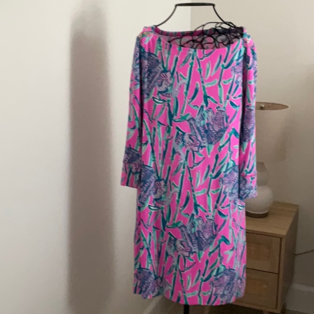 Lilly Pulitzer Pink and Blue Long Sleeve Sheath Dress